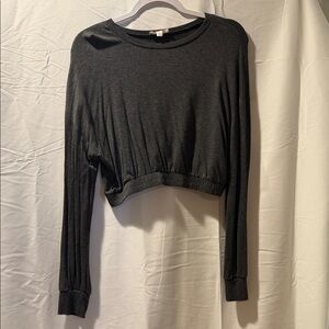 Colsie Charcoal Long Sleeve Crop Top